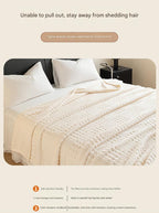 Green 100*150cm Thickened Double-Sided Plush Waffle Weave Throw Blanket - Anti-Static Taffeta Velvet & Flannel Fleece - Warm, Soft, Non-Shedding Blanket for Winter, Sofa, Bed & Office