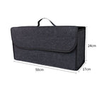 Dark gray Foldable Car Trunk Organizer - Durable Felt Storage Box with Magic Tape Closure, Portable Handle, Scratch Resistant, Space Saving Design for SUV, Sedan, Hatchback
