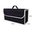 Black Foldable Car Trunk Organizer - Durable Felt Storage Box with Magic Tape Closure, Portable Handle, Scratch Resistant, Space Saving Design for SUV, Sedan, Hatchback