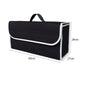 Black Foldable Car Trunk Organizer - Durable Felt Storage Box with Magic Tape Closure, Portable Handle, Scratch Resistant, Space Saving Design for SUV, Sedan, Hatchback