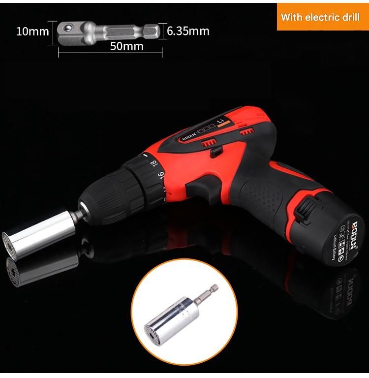Yellow Universal Socket Set 7-19mm - Steel Construction - Multi-function Magic Socket, Colorful Design, Lightweight 130g, Compatible with Power Drills, Versatile Tool for Home & Auto Repair