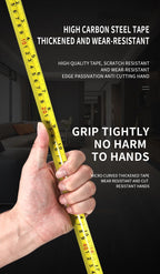10M Heavy Duty Steel Tape Measure -  Metric & Imperial Dual Scale - High Carbon Steel Blade, Anti-Slip ABS+TPR Casing, Push-Button Lock, Wear-Resistant for Construction & DIY