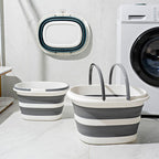 Blue Foldable Collapsible Bucket - 16L Portable Space Saving Basin for Laundry Cleaning Outdoor Use