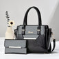 Black Women's Handbag Set - Large Capacity 2 Piece Shoulder Bag with Matching Wallet