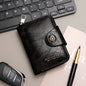 Black Men's Large Capacity Accordion Card Wallet - PU Leather Multi Card Holder with Magnetic Closure and Coin Pocket