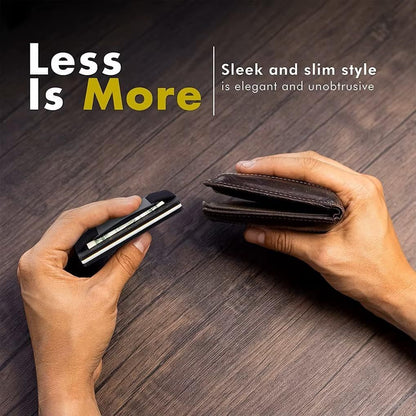 Grey Slim RFID Blocking Aluminum Card Holder - Metal Wallet with Cash Strap Minimalist Card Case
