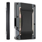 Dark grey Slim RFID Blocking Aluminum Card Holder - Metal Wallet with Cash Strap Minimalist Card Case
