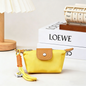 Yellow Mini Nylon Coin Purse with Wrist Strap - Compact Zipper Key Holder Pouch for Cards Lipstick and Earphones