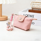 Pink Mini Nylon Coin Purse with Wrist Strap - Compact Zipper Key Holder Pouch for Cards Lipstick and Earphones