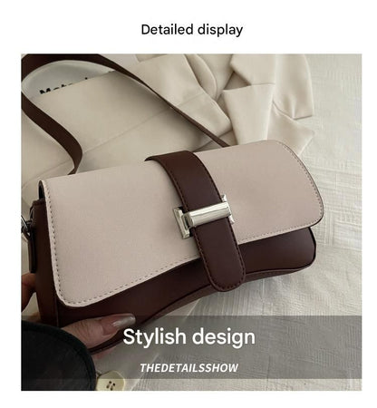 Coffee color Fashion Retro Crossbody Bag French Chic Small Shoulder Bag Women’s Baguette Underarm Bag