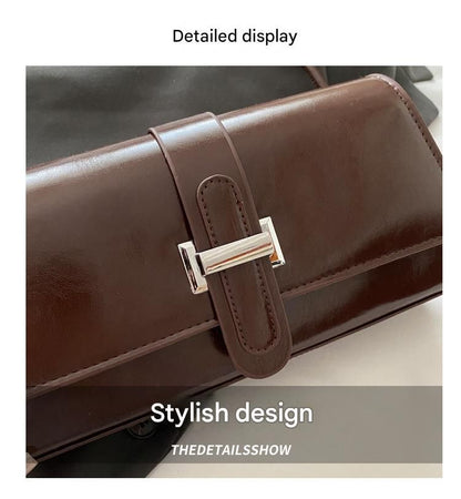 Black French Chic Baguette Shoulder Bag Women’s Minimalist Crossbody Bag with Premium Feel