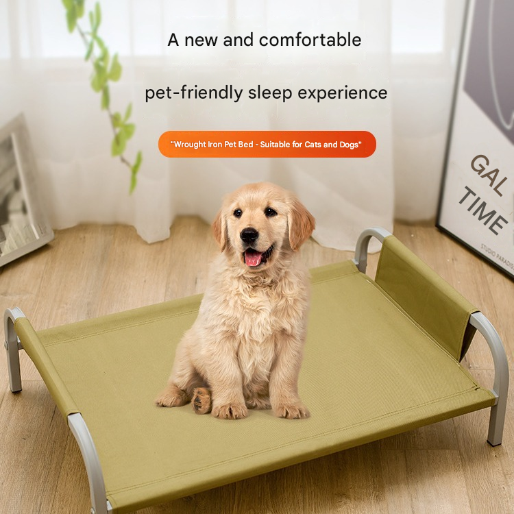 Green Raised Pet Bed for Medium Dogs Cats Elevated Breathable Dog Cot Washable Anti-Moisture Pet Cot 50x40x20cm
