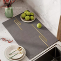 Grey Kitchen Countertop Drainage Mat Absorbent Quick Dry Tech Velvet Dish Drying Pad 40x60cm(CD0077-1)