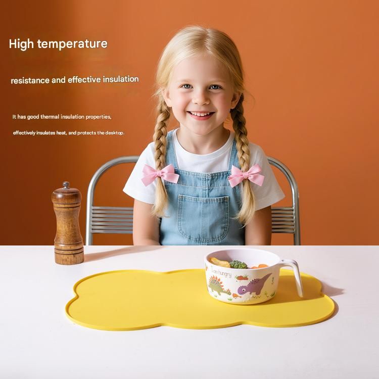 3-Piece Purple Silicone Placemat Set Cloud Shape Non-Slip Heat Resistant Kids Dining Mat