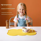 3-Piece Blue Silicone Placemat Set Cloud Shape Non-Slip Heat Resistant Kids Dining Mat