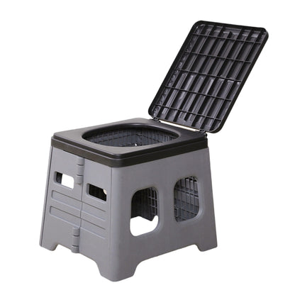 Grey Portable Folding Toilet Stool Outdoor Camping Car Emergency Portable Potty Chair