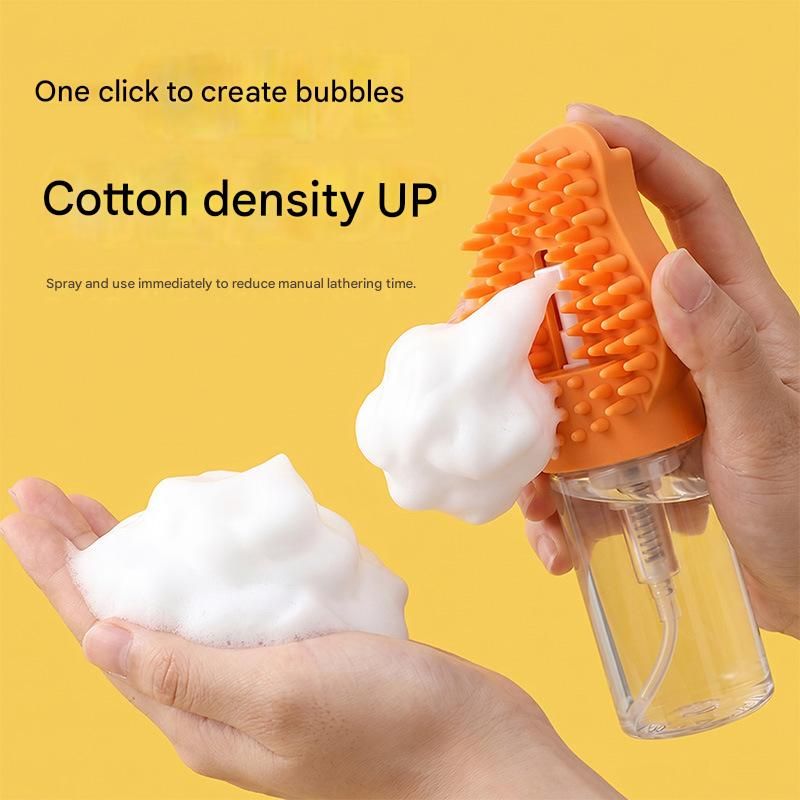 Orange Pet Shampoo Brush Silicone Foaming Massage Comb Dog Cat Bathing Grooming Tool
