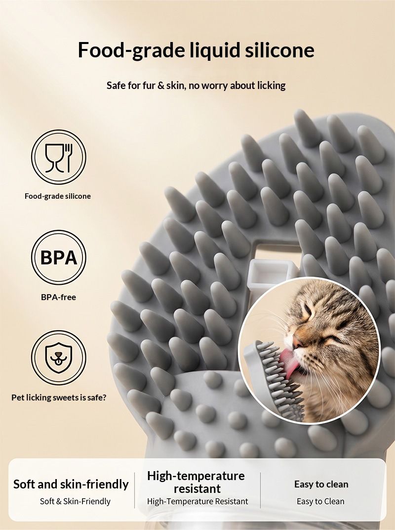 Orange Pet Shampoo Brush Silicone Foaming Massage Comb Dog Cat Bathing Grooming Tool