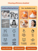 Orange Pet Shampoo Brush Silicone Foaming Massage Comb Dog Cat Bathing Grooming Tool