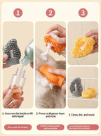 Yellow Pet Shampoo Brush Silicone Foaming Massage Comb Dog Cat Bathing Grooming Tool