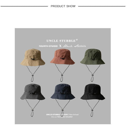 Navy blue Packable Bucket Hat Unisex Wide Brim Foldable Sun Protection Hiking Travel Cap