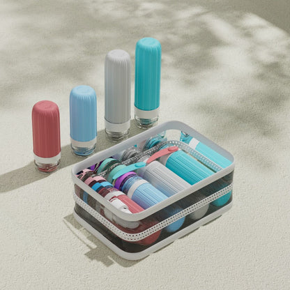 Silicone Travel Toiletry Bottles Set Leakproof Squeeze Containers with Case(01)