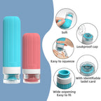 Silicone Travel Toiletry Bottles Set Leakproof Squeeze Containers with Case(02)
