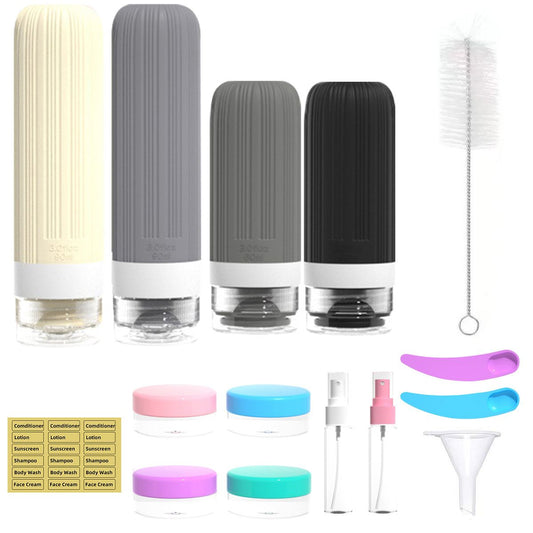 Silicone Travel Toiletry Bottles Set Leakproof Squeeze Containers with Case(07)