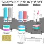 Silicone Travel Toiletry Bottles Set Leakproof Squeeze Containers with Case(07)