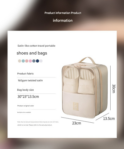 Beige Travel Shoe Bag Portable Luggage Organizer Waterproof Dustproof Shoe Pouch