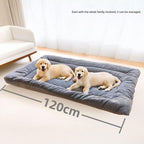 Grey Large Plush Dog Bed - Extra Thick Winter Warmth, Machine Washable & Non-Slip Pet Mat for Large Dogs (90cm)