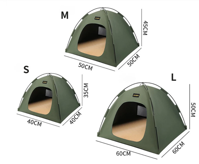 Green All-Weather Portable Pet Tent with Dual-Sided Cushion & Insect-Proof Mesh – S Size 40 x 40 x 35 cm, Waterproof & Sun-Proof Outdoor Four Corner Dome Kennel for Dogs & Cats Travel Camping