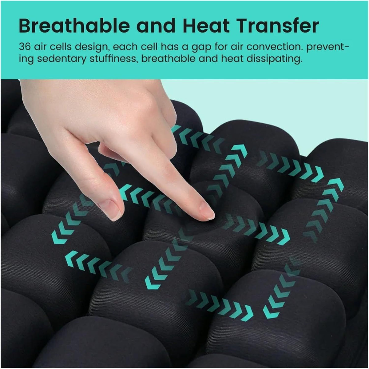 Graffiti Portable 3D Aircell Travel Inflatable Seat Cushion with Built-in Pump – 36 Airbags Ergonomic Pressure Relief Pad with Lycra Cover & Non-Slip Base for Office Car Flight Long Sitting