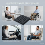 Bohemian Style Portable 3D Aircell Travel Inflatable Seat Cushion with Built-in Pump – 36 Airbags Ergonomic Pressure Relief Pad with Lycra Cover & Non-Slip Base for Office Car Flight Long Sitting