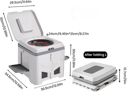 Portable Travel Toilet with Integrated Dual Storage Wings & Odor-Proof Lid – Ergonomic Reusable Foldable Commode with 12.7cm Folding Height for Car Travel & Outdoor Use (Sandy)