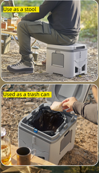 Portable Travel Toilet with Integrated Dual Storage Wings & Odor-Proof Lid – Ergonomic Reusable Foldable Commode with 12.7cm Folding Height for Car Travel & Outdoor Use (White)