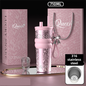 710ML Pink Luxury Gradient Textured Aurora Starry Night Insulated Travel Mug (Bow Pendant Gift Box) – 316 Stainless Steel Car Coffee Tumbler with Pop-Up Straw Dual Lid, Sinking Tea Infuser Ball and Cup Sleeve