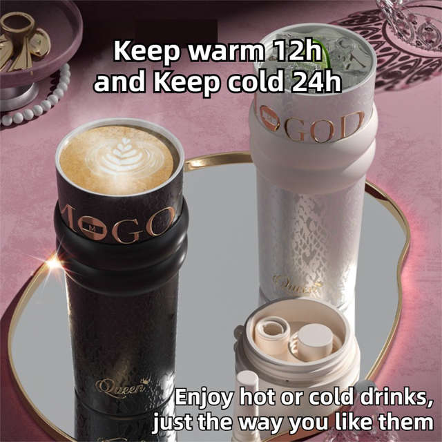 710ML Black Luxury Gradient Textured Aurora Starry Night Insulated Travel Mug (Bow Pendant Gift Box) – 316 Stainless Steel Car Coffee Tumbler with Pop-Up Straw Dual Lid, Sinking Tea Infuser Ball and Cup Sleeve