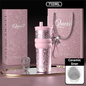710ML Pink Luxury Gradient Textured Aurora Starry Night Insulated Travel Mug (Bow Pendant Gift Box) – Ceramic Liner Car Coffee Tumbler with Pop-Up Straw Dual Lid, Sinking Tea Infuser Ball and Cup Sleeve
