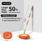 Orange 21° Curved Car Wash Mop and Snow Scraper with 180°Rotating Detachable Pole & 2 x Extra Large Microfiber Brush Cover – 3 Section Telescopic (58–118 CM) Aluminum Alloy Cleaning Brush for Vehicle and Home Care