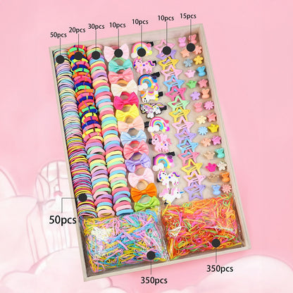 780-Piece Cute Hair Accessories Gift Set with Elastic Rubber Bands & Hair Clips Organizer Box - Perfect Gift for Girls