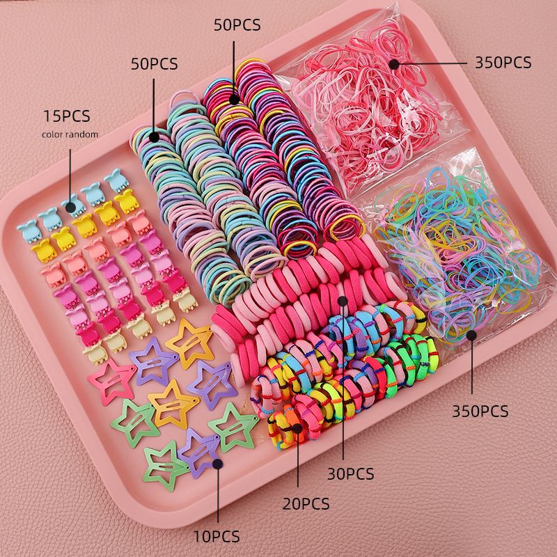 780-Piece Cute Hair Accessories Gift Set with Elastic Rubber Bands & Hair Clips Organizer Box - Perfect Gift for Girls
