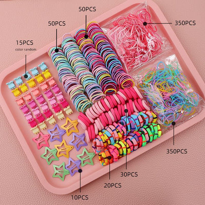 780-Piece Cute Hair Accessories Gift Set with Elastic Rubber Bands & Hair Clips Organizer Box - Perfect Gift for Girls