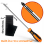 Multifunctional Car Tire Stone Remover Hook with Storage Bag, Zinc Alloy 4-Head Pick & Tire Brush – 28cm Stainless Steel Cleaning Tool Built-In Screwdriver and Emergency Window Breaker