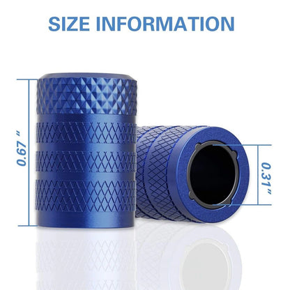 4-Pack Blue Aluminum Car Tyre Valve Stem Caps - Heavy Duty Dustproof Air Valve Covers with Internal Anti-Seize Plastic Lining for Cars SUVs Trucks