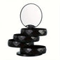 2-Pack 4-Tier Rotating Jewelry Organizer Box with Adjustable Mirror & Diamond Cut Design – Compact 360° Swivel Earring Stud Necklace Storage Box for Vanity Countertop, 10 x 10cm, Black
