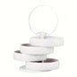 2-Pack 4-Tier Rotating Jewelry Organizer Box with Adjustable Mirror & Diamond Cut Design – Compact 360° Swivel Earring Stud Necklace Storage Box for Vanity Countertop, 10 x 10cm, White