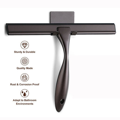 Silver Stainless Steel Glass Squeegee for Car Windshield & Countertop – 10 inch Hydrophobic Window Cleaner & Squeegee Blade with Adhesive Holder Hook