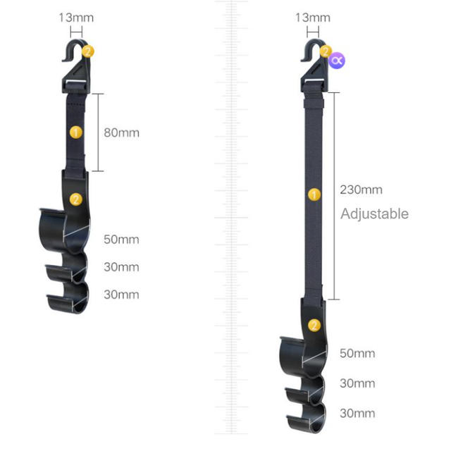 2PCS Multifunctional Car Seat Back Triple Hooks Organizer for Purses Umbrellas and Bags – Heavy Duty 15kg Easy Install Headrest Hangers for Car Interior Storage