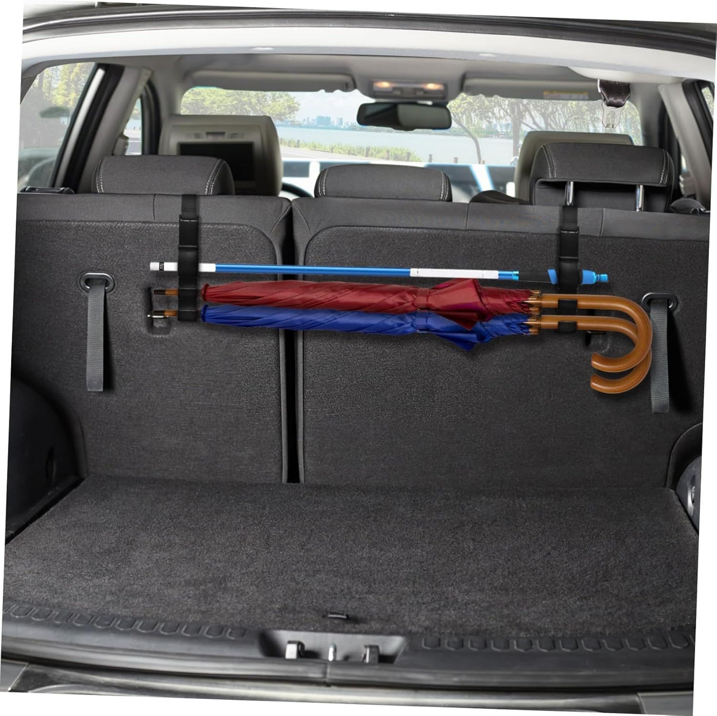 2PCS Multifunctional Car Seat Back Triple Hooks Organizer for Purses Umbrellas Bags – Heavy Duty 15kg Easy Install Headrest Hangers for Car Interior Storage, Adjustable 23cm